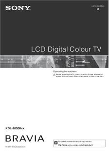 Sony KDL 20S3030E LCD manual. Camera Instructions.